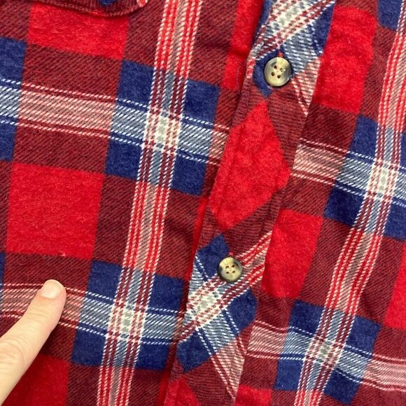 VTG 90s Outdoor Exchange Flannel Shacket Jacket Mens Medium M Plaid Quilted Red - Picture 13 of 16